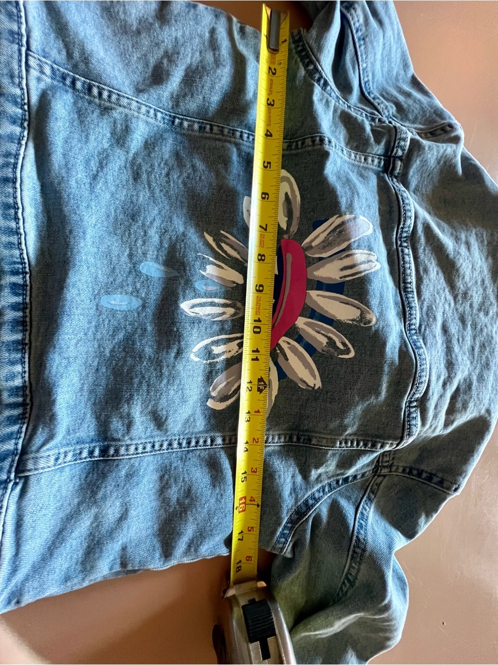 🩵Nordstrom x Cristina Martinez Girls Denim Jacket Hand-Painted Eye • Size 8-10 M - Picture 4 of 5